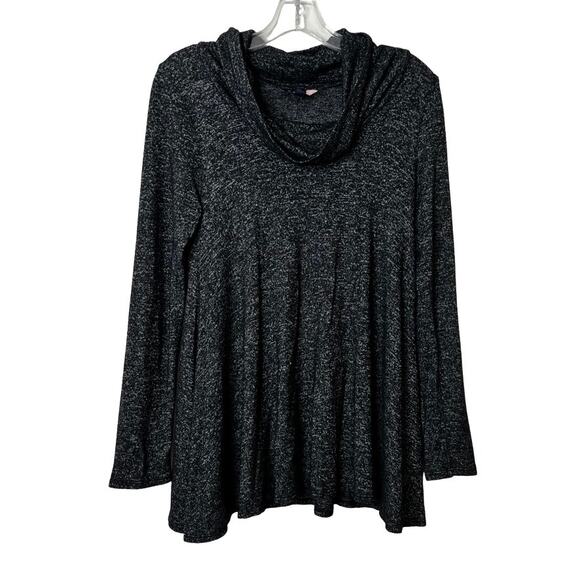 Modcloth Long Sleeve Cowl Neck Top Black Gray Small - Picture 1 of 8